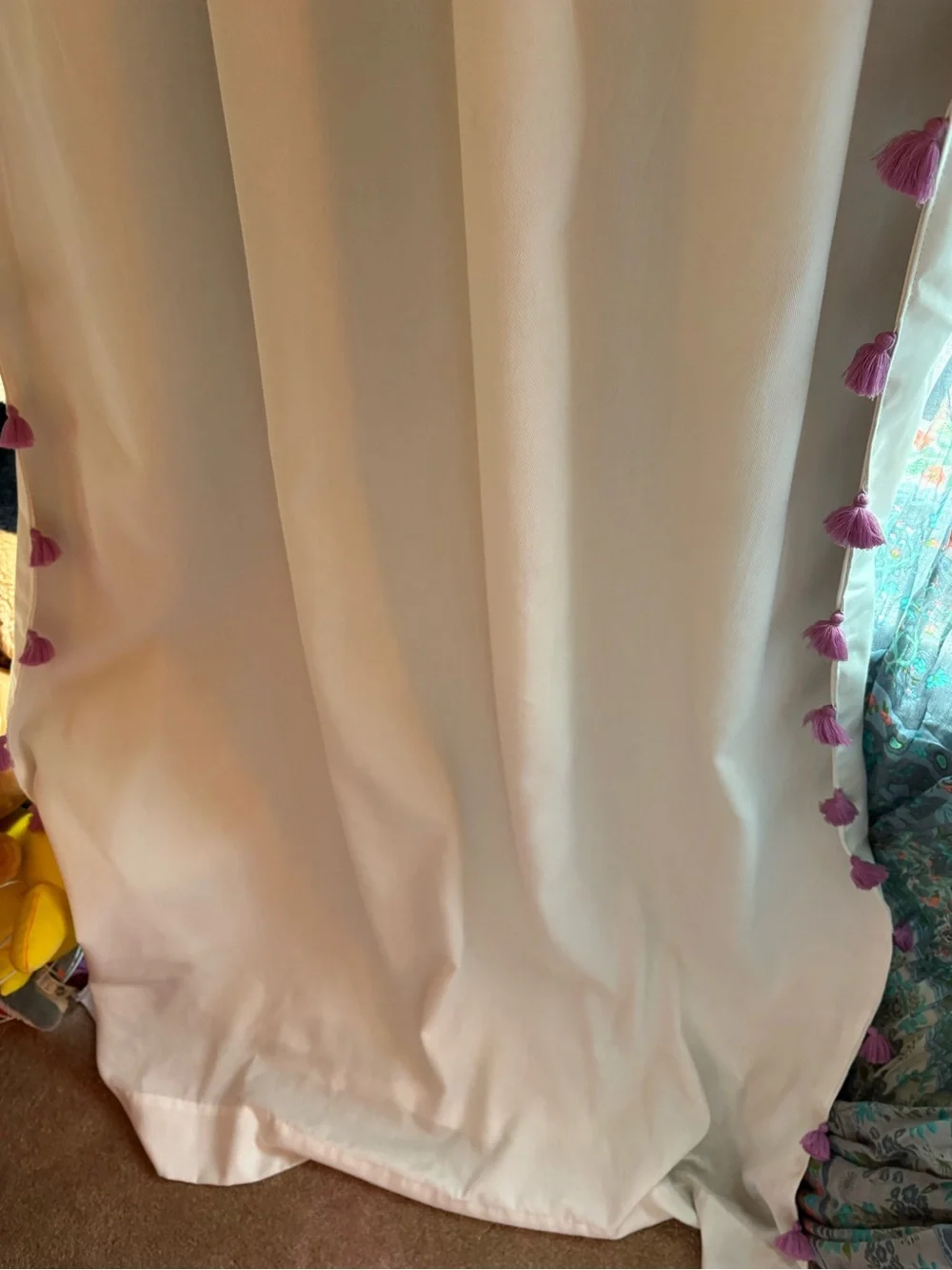 White Curtain Panels with Tassels -